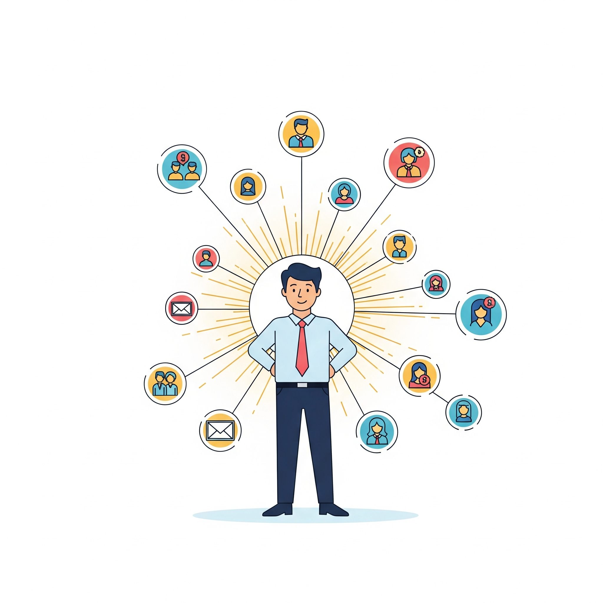 Illustration of a business owner considering many responsibilities